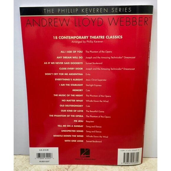 Andrew Lloyd Webber Piano Solo Book 18 Contemporary Theatre Classics Keveren - Picture 4 of 6